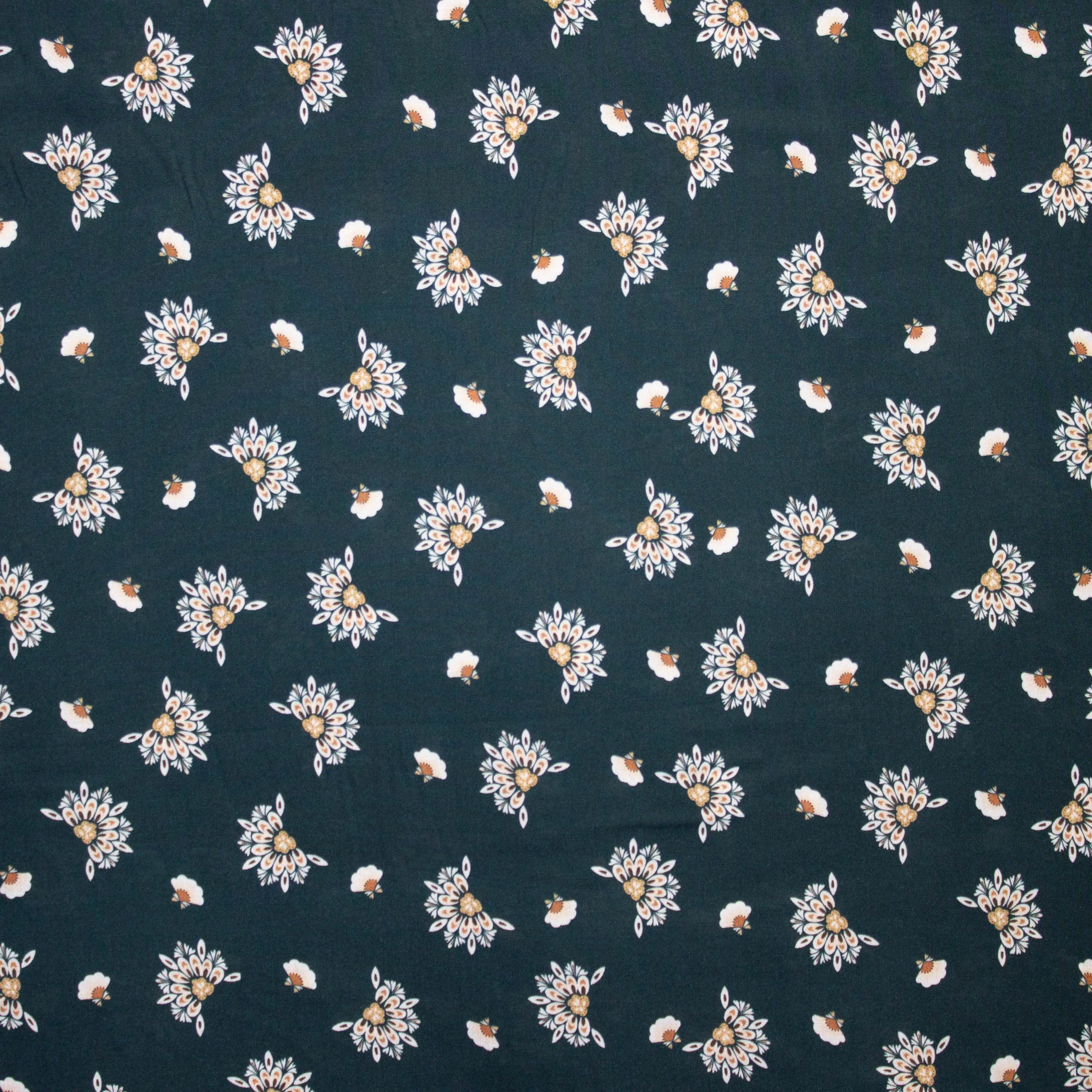 Viscose groen met bloemfiguur